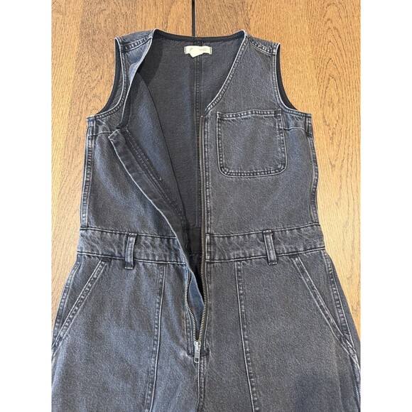 Madewell Denim Zip Front Sleeveless Jumpsuit Women’s Sz S Black Tarrybrook Wash - Picture 9 of 16